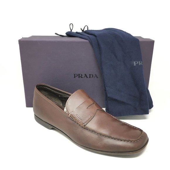 Prada men's loafers brown cheap